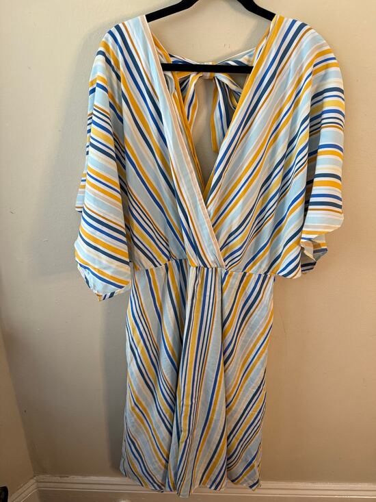Eloquii Dresses & Skirts - Eloquii Blue & Yellow Striped Dress Size Striped 16